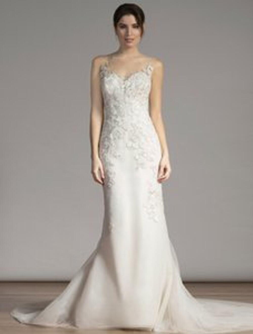Liancarlo Bridal 6855 Ivory Sleeveless V-Back Trumpet Lace Wedding Dress Gown 10